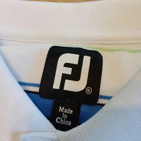 Footjoy Golf Polo Shirt Men's Size XL Athletic Striped Blue White - Picture 5 of 6